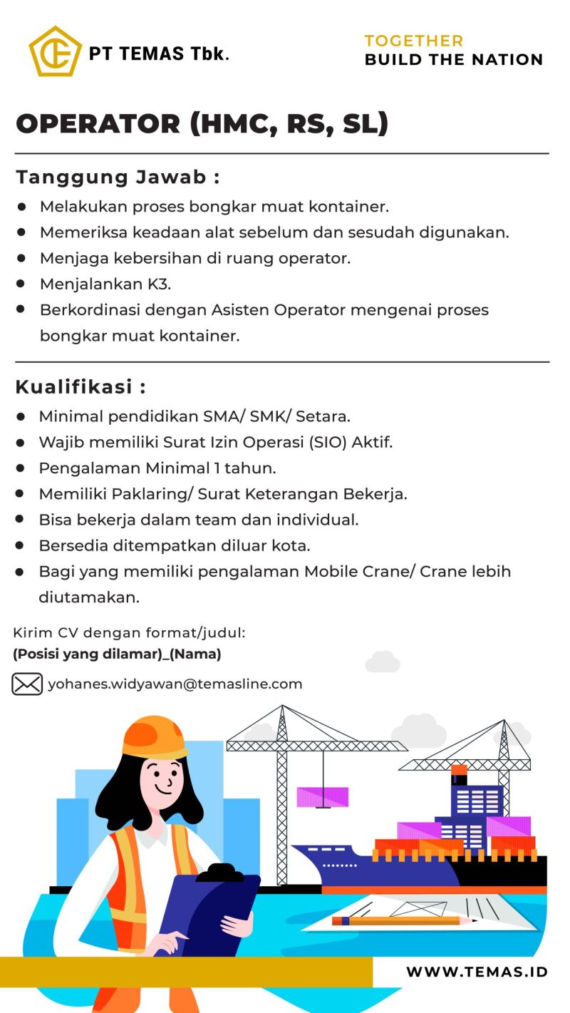 Lowongan Kerja PT Temas Tbk. Terbaru 2024