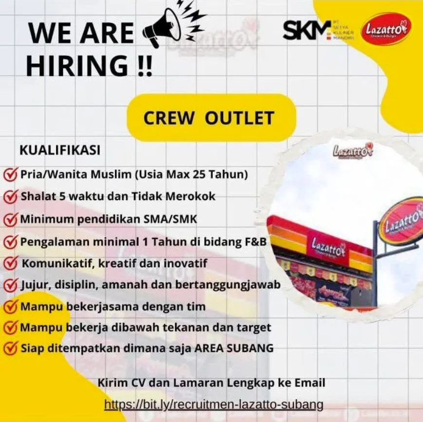 Lowongan Kerja Lazatto Subang